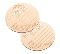 VANZACK 2 Letreros de Madera Marrón Redondos para Anuncio de Nacimiento, Decorativos y Lindos, Ideales para Regalos a Recién Nacidos y Decoración de Fiestas