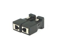 VANZACK 2 Piezas Adaptador Convertidor Extensor Vga a Rj45, Cabezal Extensor Vga, PVC, Negro, para Monitor y TV LCD, Conexión Segura y Fácil Desconexión