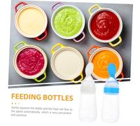 VANZACK 2 piezas Botellas para Alimentación de Papilla de Arroz para Bebés Silicona y Resistentes Altas Temperaturas Diseño Ergonómico con Cuchara Incorporada Soporte Estable y Medidor