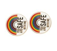 VANZACK 2 Piezas Broche de Esmalte Diseño Arcoíris You Are Safe With ME Pin Metálico Duradero para Mujer Accesorio Portátil para Ropa y Mochilas