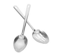 VANZACK 2 Piezas Cucharas para Servir de Acero Inoxidable Colador y Ranurada para Sopa Utensilios Resistentes para Cocina y Buffet Set para Filtrar y Servir Pasta y Caldos