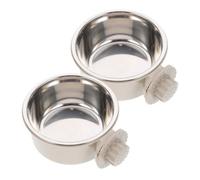 VANZACK 2 Piezas Cuencos Colgantes Inoxidable para Mascotas Cuenco de Comida y Agua para Jaulas para Perros y Gatos Medianos y Pequeños