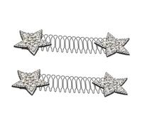 VANZACK 2 Piezas horquilla estrella extrañar estrellas Fijación elástico pinzas para el cabello invisibles soporte para el cabello invisible diadema con pasador de pelo planchar Silver