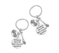 VANZACK 2 piezas Llaveros Decorativos Micrófono Musical Durable Para Colgar Llaves y Adornar Bolsos Fans Rock