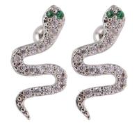 VANZACK 2 Piezas Pendientes De Serpiente De Acero Inoxidable Pendientes De Botón Para Mujer Aretes Plateados Oreja Mujer Conjunto De Joyería