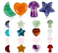 VANZACK 20 Piezas de Cristales Decorativos Pequeños Formas de Corazón Luna Estrella y Hongo Piedras de Cristal para Joyería Meditación y Decoración Artesanal
