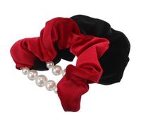 VANZACK 2piezas Coleteros Grandes De Terciopelo Perlas Accesorios Cabello Para Mujer y Niña Elásticos Suaves Para Peinar