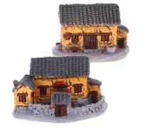 VANZACK 2piezas De Pueblo Miniatura para Jardín Decoración De Cabañas De Microadornos Paisajísticos