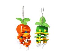 VANZACK 2piezas Juguetes Colgantes De Madera para Pájaros Manzana y Naranja Juguete De Mordida y Entrenamiento para Periquitos y Cockatiels para Ejercicio y Entretenimiento