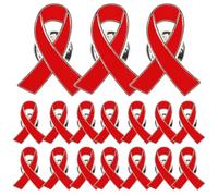 VANZACK 30 Broches Lazo Rojo del Sida Aleación de Zinc Resistente y Reutilizable Pack de 30 Unidades para Eventos Solidarios y Concientización del Vih y Aids