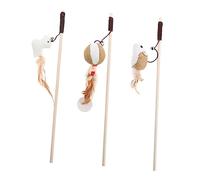 VANZACK 3piezas Varita Interactiva para Gatos Juguetes De Tasa De Estímulo De Cat Teaser Varita De Bola Ratón y Pájaro para Ejercicio y Caza Interiores