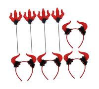 VANZACK 4 Juegos Halloween Demon Horns Headband And Trident Kit Lightweight Cosplay Costume Accessories For Party Carnivals And Themed Group Events
