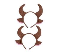VANZACK 4 Piezas diadema de Diademas con orejas y cuernos de animales Cuerna gótico tocado de de halloween sombreros de cosplay Paño Café