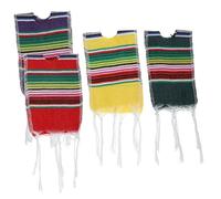 VANZACK 4 Piezas Fundas para Botellas con Ponchos Mexicanos Mini Serapes para Decoración Fiesta Cinco de Mayo Protector Botellas Cerveza con Rayas Arcoíris