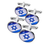 VANZACK 4 Piezas Gemelos de Manga con Bandera de Israel Accesorios de Ropa para Camisas Elegantes y Resistentes para Hombres