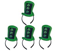 VANZACK 4 Piezas Sombrero de lentejuelas verdes ropa de cabeza del festival adorno sombrero de fiesta Diadilla chicas Tocado de día aro de pelo de trébol sombrero diadema terciopelo