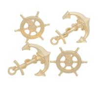 VANZACK 4 Piezas Tirador de Cajón Forma de Ancla y Rueda Náutica, Dorado