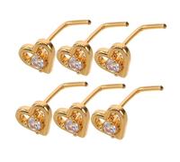 VANZACK 6 Piercings Para Cartílago De La Nariz Con Forma De Corazón Y Gancho Torcido Joyería Para La Nariz Piercings Para El Tabique Nasal Con Forma De Corazón