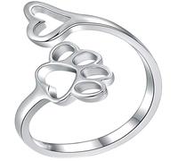 VANZACK Anillo Abierto Ajustable de Huella de Perro Forma de Corazón Anillo de Dedo de Aleación para Mujer Joyería Retro y Elegante para Regalo Ocasiones Especiales