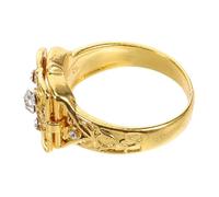 VANZACK Anillo Grabado Para Mujer Con Diseño Tallado Audaz y Microdiamantes Brillantes Anillo Vintage Con Tapa Abatible Para Diario Fiesta y Regalo Día Del Padre