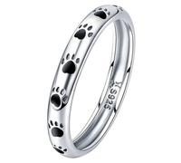 VANZACK Anillos De Pareja Plata Forma De Pata De Mascota Anillos Sencillos Para Dedo Joyería Creativa Para Amantes Mascotas Hombres y Mujeres