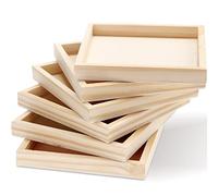 VANZACK Bandejas de madera de 4.7 x 4.7 pulgadas, paquete de 6 cajas cuadradas para servir, bandeja pequeña de madera sin terminar para materiales Montessori, manualidades para pintar paletas de