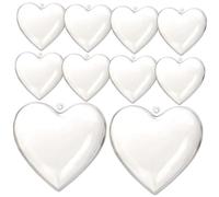 VANZACK Bolas de Plástico Transparentes Rellenable Forma de Corazón 10 Unidades Molde DIY para Decoración Navideña y Bodas 80X78X46 MM Adornos Colgantes para Fiestas