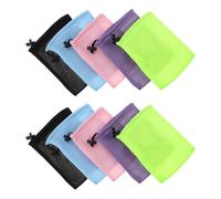 VANZACK Bolsa de Malla de Nailon Cordón Ajustable 10 Piezas 15x20 Cm Surtido Colores Negro Azul Rosa Verde Fosforescente Morado, Bolsa Deportiva Almacenamiento para Gimnasio, Viaje
