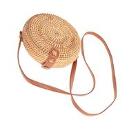 VANZACK Bolso de Ratán para Mujer Bandolera Casual Mano Bolsa Redonda Mini para Playa y