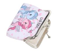 VANZACK Bolso De Unicornio Pequeño Monedero Decorativo PVC para Mujer y Niña Uso Diario Viaje Playa Blanco Estampado Letras 2 Caballos