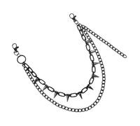 VANZACK Cadena Para Pantalones Punk Hip Hop, Accesorio Metálico De Doble Capa, Estilo Gótico, Para Hombre, Uso Urbano y Streetwear, Diseño Con Tachuelas y Acabado Negro, Ajuste