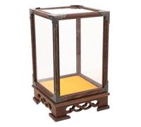 VANZACK Caja Exhibidora Transparente de Madera de Pollo con Cubierta de Vidrio Diseño Vintage con Esquinas Antiguas Multifuncional para Exhibir y Proteger Figuras de Buda y Coleccionables