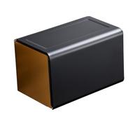 VANZACK Caja para Pañuelos de Papel Resistente al Agua Soporte de Aluminio Negro Dorado para Baño y Cocina Montable Pared o Sobremesa Contenedor Compacto para Guardar Higiénico Hogar y