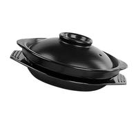 VANZACK Cazuela de Cerámica Resistente Alta Temperatura para Cocina Seca Olla Portátil con Tapa y Bandeja para Guisos y Arroz Estofado Casa