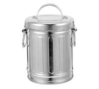 VANZACK Cenicero Mini Cubo De Basura De Escritorio De Metal Galvanizado Tapa para Decoración y Almacenaje 5.7x3.9 Pulgadas