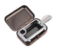 VANZACK Cenicero Portátil Rectangular de Metal Tamaño Pequeño con Tapa a Prueba de Viento para Viaje y Oficina Color Cobre Vintage Receptáculo para Fumar Uso en Coche y Camping