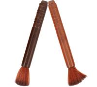 VANZACK Cepillo de Limpieza para Erhu y Violín 2 Piezas Cerdas de Lana, Mango de Madera Maciza en Ébano y Palo de Rosa, Herramienta Cómoda y Duradera para Eliminar Polvo y Cuidar