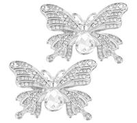 VANZACK Clips para Zapatos con Gemas de Imitación en Forma de Ala, Color Plateado, 1 Par, Accesorios Decorativos para Boda, Fiesta y Zapatos de Tacón