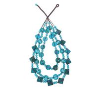 VANZACK Collar Bohemio De Cuentas De Madera y Cáscara Tejido a Mano, Estilo Retro, Collar De Océano Para Mujer, Joyas Hechas a Mano Para Playa y Uso Diario, Color Azul Peacock