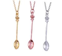 VANZACK Collar Colgante De Aleación Cuchara Mini 3 Piezas, Estilo Clásico, Cadena Para Clavícula De Mujer, Joyería Para Recuerdo y Obsequio, Colores Dorado, Plateado y Rosa