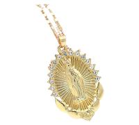 VANZACK Collar Colgante de María para Mujer Collar Religioso Dorado Cristales Cadena Delicada de Nuestra Señora Joyería Femenina para Obsequio Día Madre Accesorio Elegante