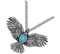 VANZACK Collar para Hombre Colgante de Águila Vintage Cadena de Acero Inoxidable Color Acero Accesorio de Joyería para Suéter Diseño Retro Piedra Azul Turquesa