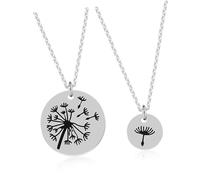 VANZACK Collares De Diente De León Para Mujer y Niña Acero Inoxidable Titanio, Colgantes Simbólicos De Gratitud y Nuevos Comienzos, Conjunto 2 Unidades Para Obsequio Día Madre