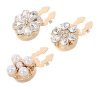 VANZACK Cubiertas de Botones para Puños de Camisa Diseño de Flor y Gemas de Imitación Accesorios de Aleación Dorada Set de 3 Piezas Adornos Desmontables para Blusas Formales y