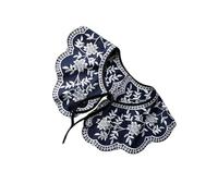 VANZACK Cuello Falso Bordado Retro para Mujer Chal Decorativo Azul Collar Falso de Camisa Transpirable y Cómodo Accesorio de Moda para Blusas Suéteres y Vestidos