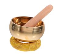 VANZACK Cuenco Tibetano de Cobre 8 Cm con Varilla y Tapete para Meditación y Yoga, Instrumento de Percusión Manual para Relajación y Terapia de Sonido Budista
