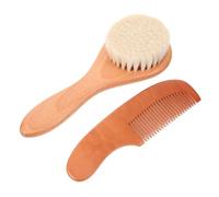 VANZACK Cuidado Niña Recién Nacido con Cepillo de Lana Suave y Peine de Madera Masajeador de Cabelludo Ligero y Fácil de Usar para Higiene y Peinado Diario