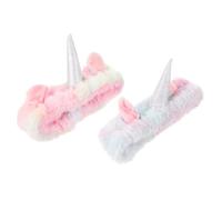 VANZACK Diadema Facial de Unicornio para Mujer, Banda de Spa para Lavar la Cara, Maquillaje y Ducha, Set 2 Unidades, Material Cómodo, Colores Arcoíris y Morado, Accesorios Versátiles