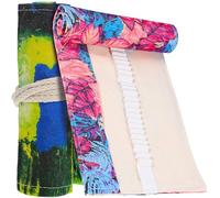 VANZACK Estuche Enrollable y Estampado de Hoja de Arce 48 Ranuras para Lápices de Lona Fácil de Enrollar y Desplegar, Adecuado para Decoracion Colegio y Dibujo