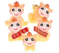 VANZACK Figuras de Resina del Año Chino 2026, Set de 5 Miniaturas de Caballos del Zodíaco, Decoración para Escritorio y Hogar, Adorno de Feng Shui para Atraer Buena Suerte y Prosperidad